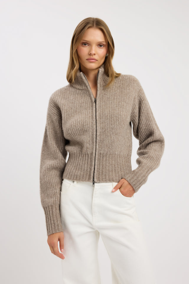 front Irina Zip Cardigan Kookai Long sleeve Regular womens-coats-and-jackets 