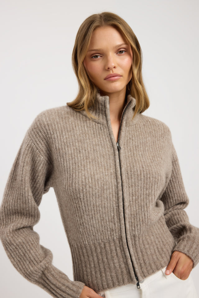 front Irina Zip Cardigan Kookai Long sleeve Regular womens-coats-and-jackets 