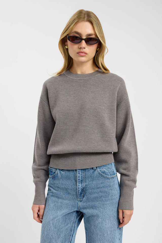 front Dalton Crew Jumper Kookai Oversized Roundneck Long sleeve Womens-Blouse 