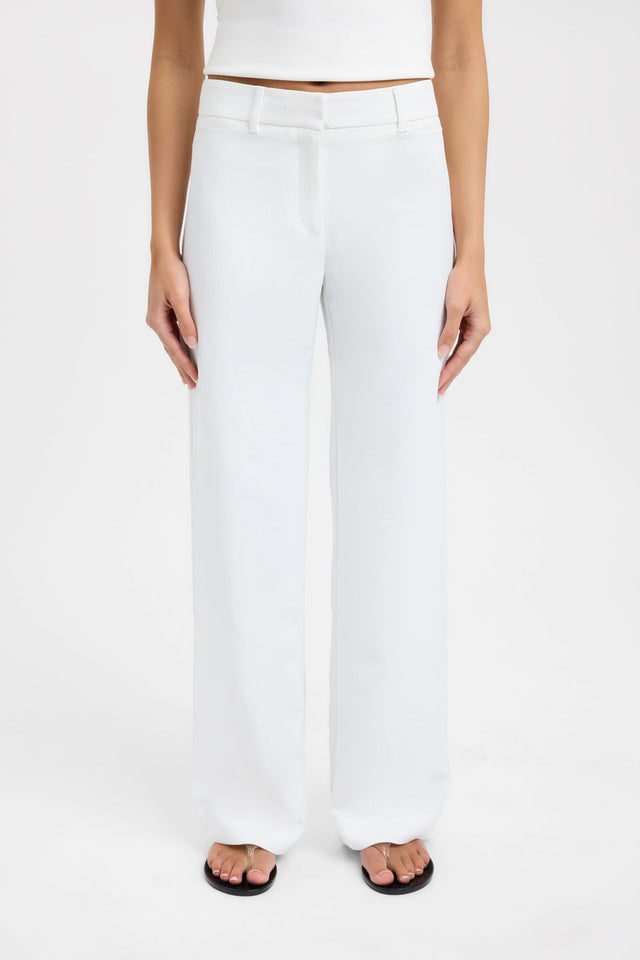 Featuring Ariel Low Rise Pant - Petite womens-regular-pants with wide-leg design in white detail