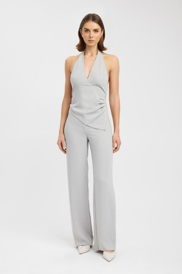 front Oslo Wrap Top Kookai Fitted V-neck Sleeveless Womens-Blouse 