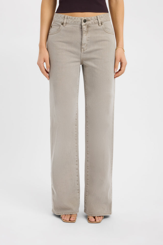 Featuring the Mateo Wide Leg Jean in womens regular pants with wide-leg high-rise beige detail