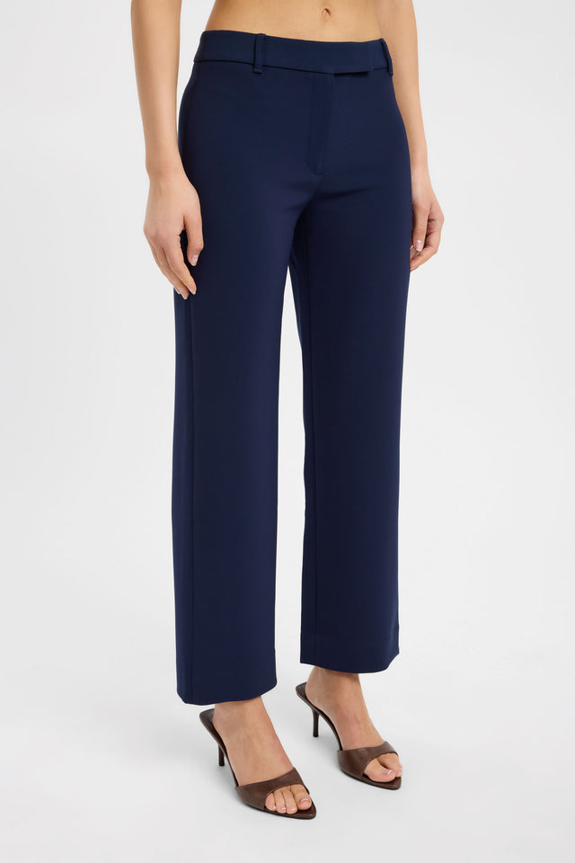 Highlighting the Alto Staple Pant in womens regular pants with wide-leg high-rise navy side