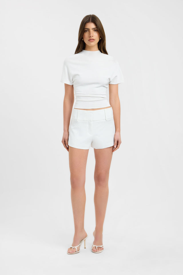 Ariel Waistband Short womens-shorts in high-rise fitted white front