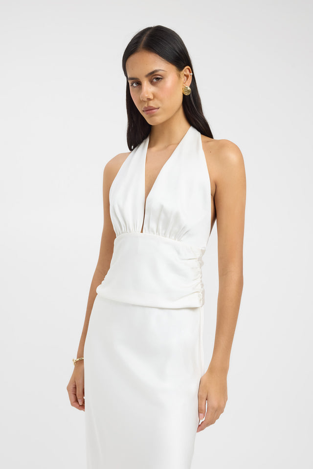 front Palermo Trim Top Kookai Fitted Plungeneck Sleeveless Womens-Blouse 