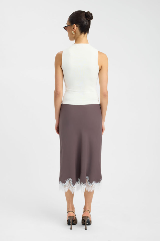 back Maria Lace Midi Skirt Kookai Straight Maxi black womens-skirts 