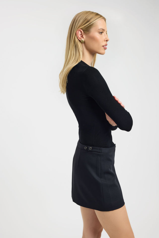 side Oyster Button Mini Skirt Kookai Straight Mini womens-skirts 