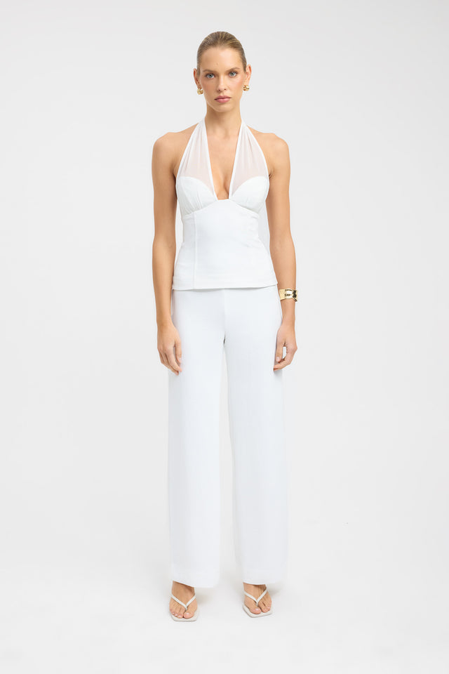 side Oyster Mesh Top Kookai Fitted Plungeneck Sleeveless Womens-Blouse 