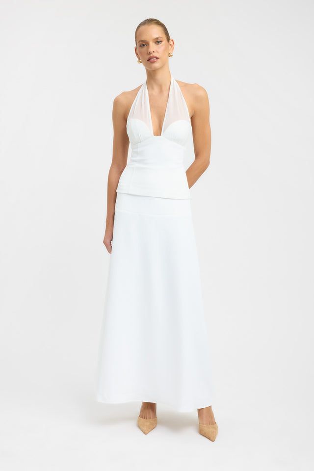 front Oyster Mesh Top Kookai Fitted Plungeneck Sleeveless Womens-Blouse 