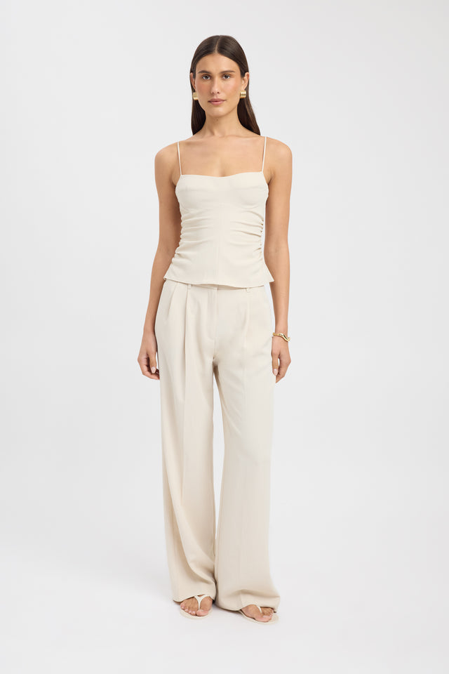 front Opal Cinch Top Kookai Fitted Sweetheart Sleeveless Womens-Blouse 