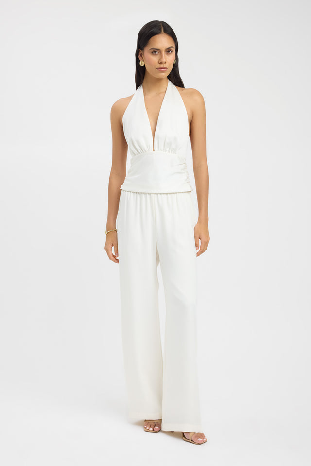 side Palermo Trim Top Kookai Fitted Plungeneck Sleeveless Womens-Blouse 