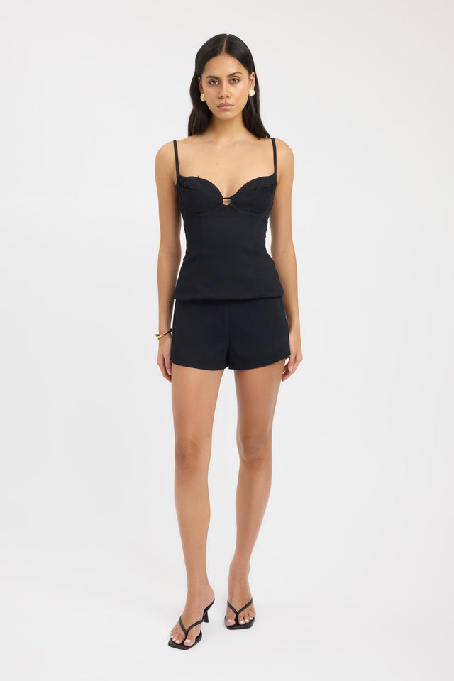 front Oyster Bra Top Kookai Fitted Sweetheart Sleeveless Womens-Blouse 