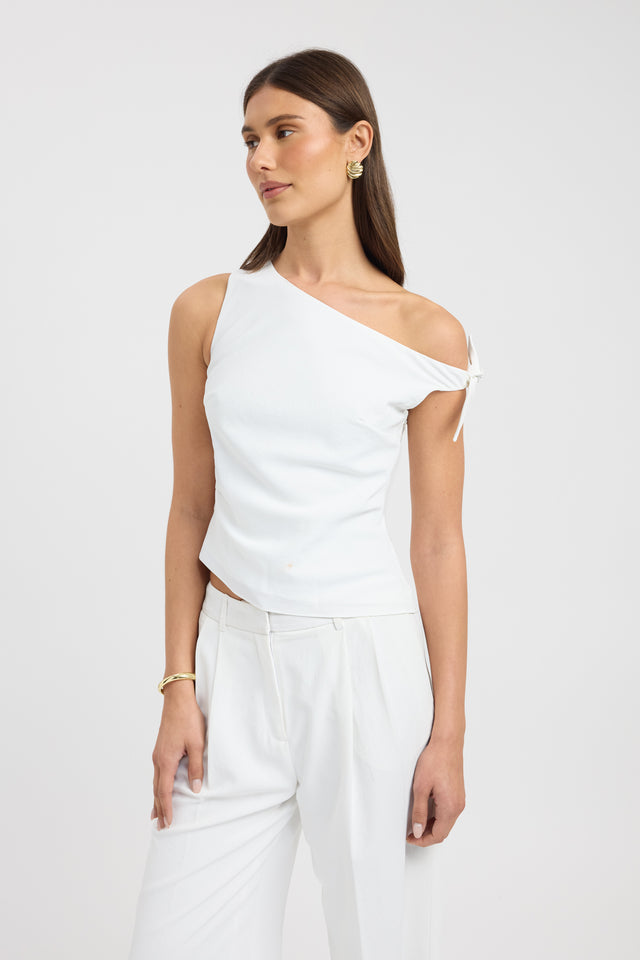 side Opal Side Tie Top Kookai Relaxed Asymmetry Sleeveless Womens-Blouse 
