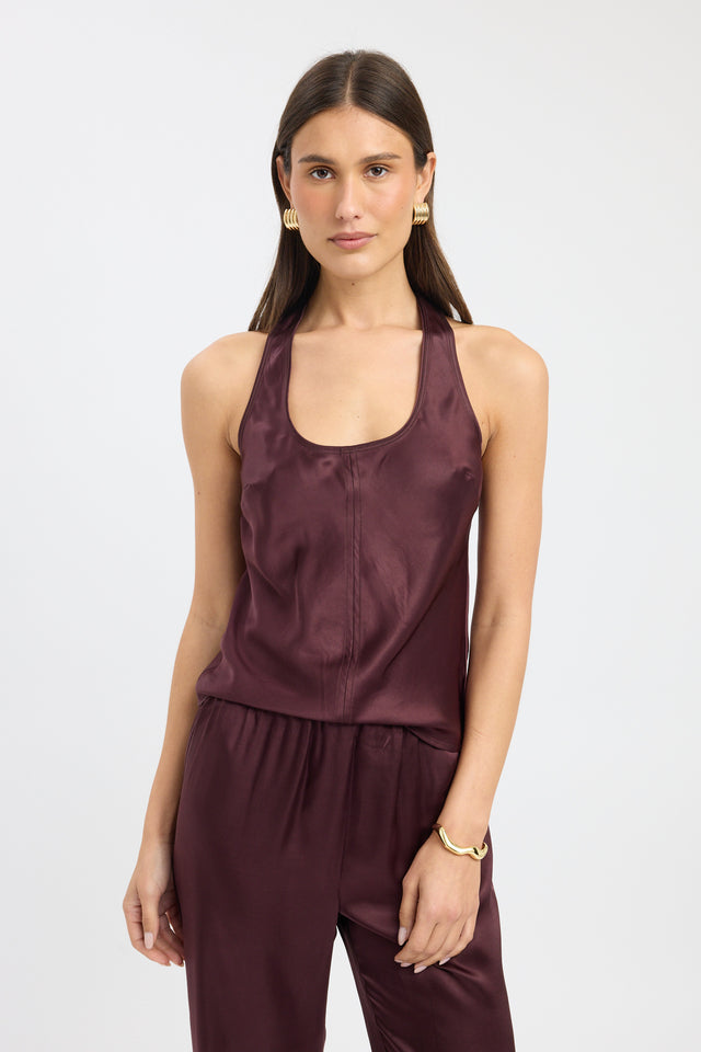 front Monty Racer Top Kookai Relaxed Scoopneck Sleeveless Womens-Blouse 