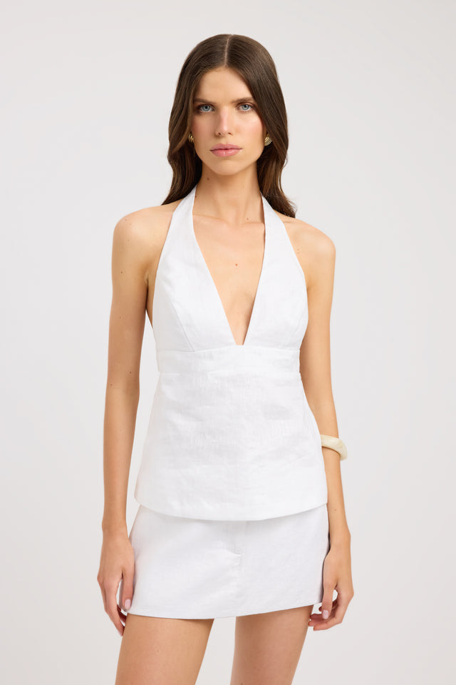 front Tahiti Tie Back Top Kookai Fitted Plungeneck Sleeveless Womens-Blouse 