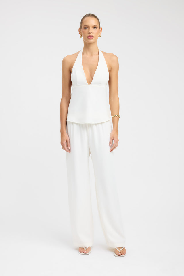 front Maria Vee Halter Top Kookai Relaxed Plungeneck Sleeveless Womens-Blouse 