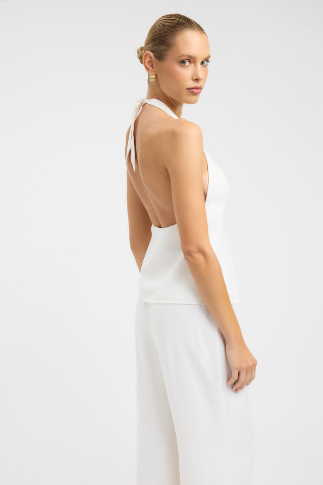 side Maria Vee Halter Top Kookai Relaxed Plungeneck Sleeveless Womens-Blouse 