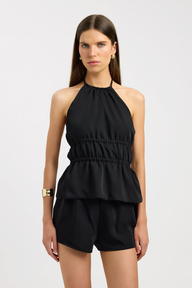 front Maria Gathered Halter Top Kookai Fitted Sleeveless Womens-Blouse 