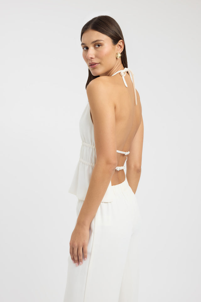 side Maria Gathered Halter Top Kookai Fitted Roundneck Sleeveless Womens-Blouse 