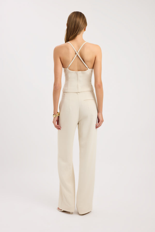 back Ariel Cross Back Top Kookai Fitted Plungeneck Sleeveless Womens-Blouse 