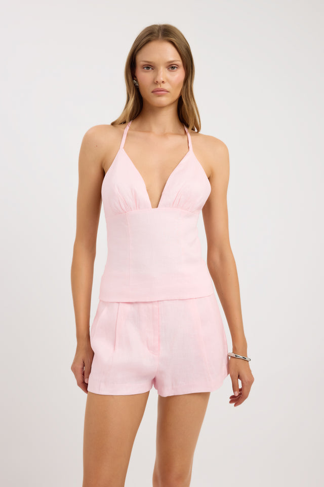 front Tahiti Racer Back Top Kookai Fitted Plungeneck Sleeveless Womens-Blouse 