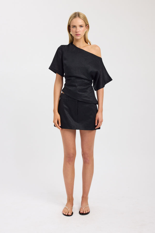 front Tahiti Asymmetric Top Kookai Relaxed Straight Short sleeves Womens-Blouse 