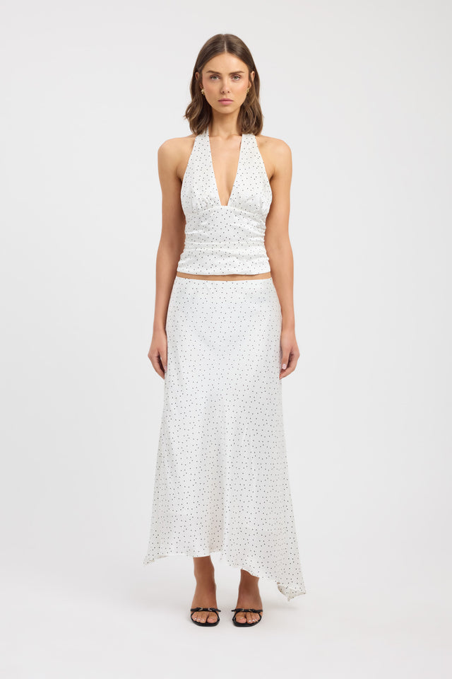 front Natalia Halter Top Kookai Fitted Plungeneck Sleeveless Womens-Blouse 