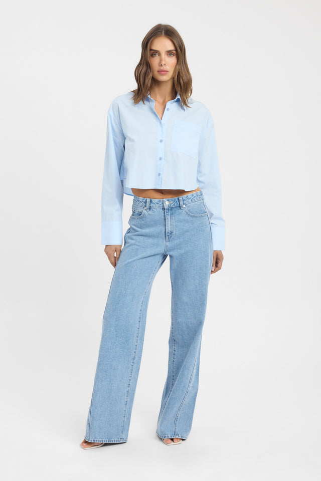front Freddy Boxy Long Sleeve Shirt Kookai Relaxed V-neck Long sleeve Womens-Blouse 
