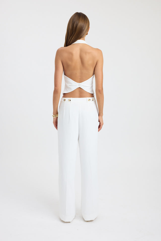back Opal Deep Vee Halter Top Kookai Fitted V-neck Sleeveless Womens-Blouse 