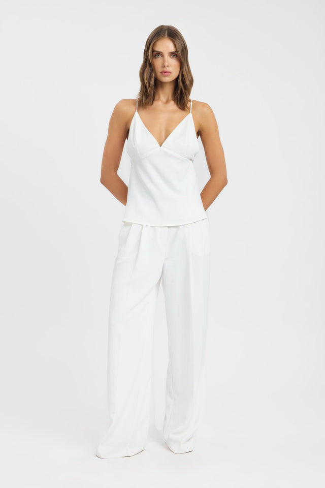 front Opal Vee Cami Top Kookai Fitted Boatneck Sleeveless Womens-Blouse 