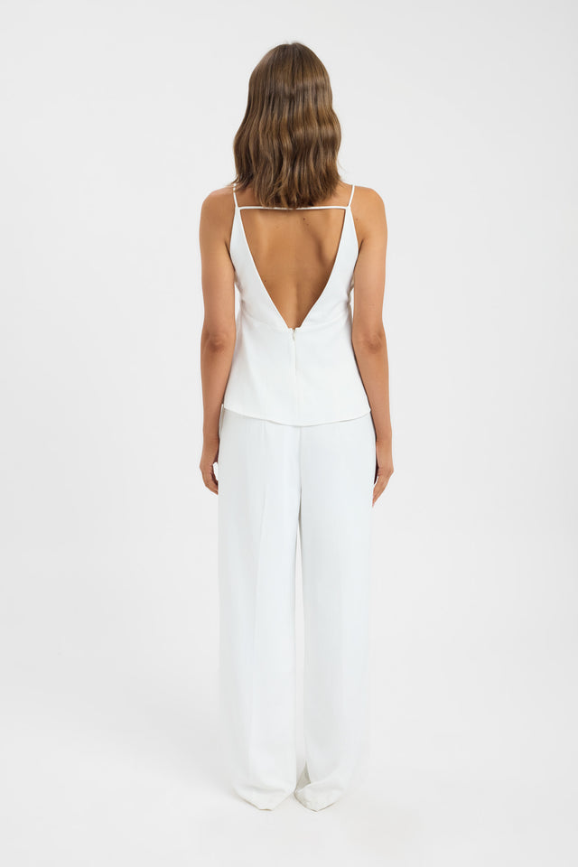 back Opal Vee Cami Top Kookai Fitted Boatneck Sleeveless Womens-Blouse 