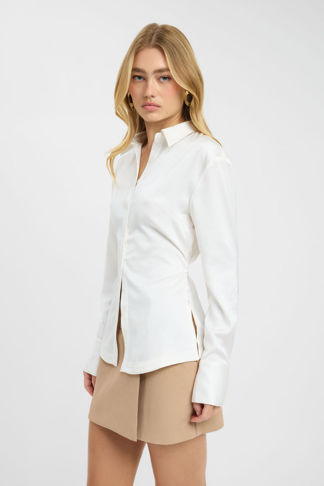 side Palermo Cinch Shirt Kookai Relaxed V-neck Long sleeve Womens-Blouse 