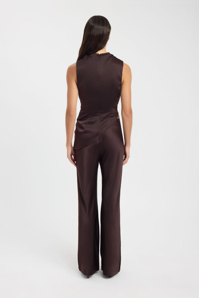 back Palermo High Neck Top Kookai Fitted Cowlneck Sleeveless Womens-Blouse 