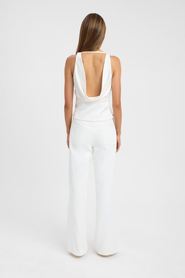 back Palermo Cowl Tank Kookai Fitted Highneck Sleeveless Womens-Blouse 