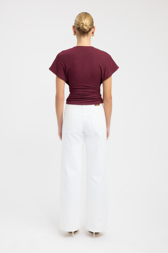 back Shae Top Kookai Fitted Plungeneck Short sleeves Womens-Blouse 