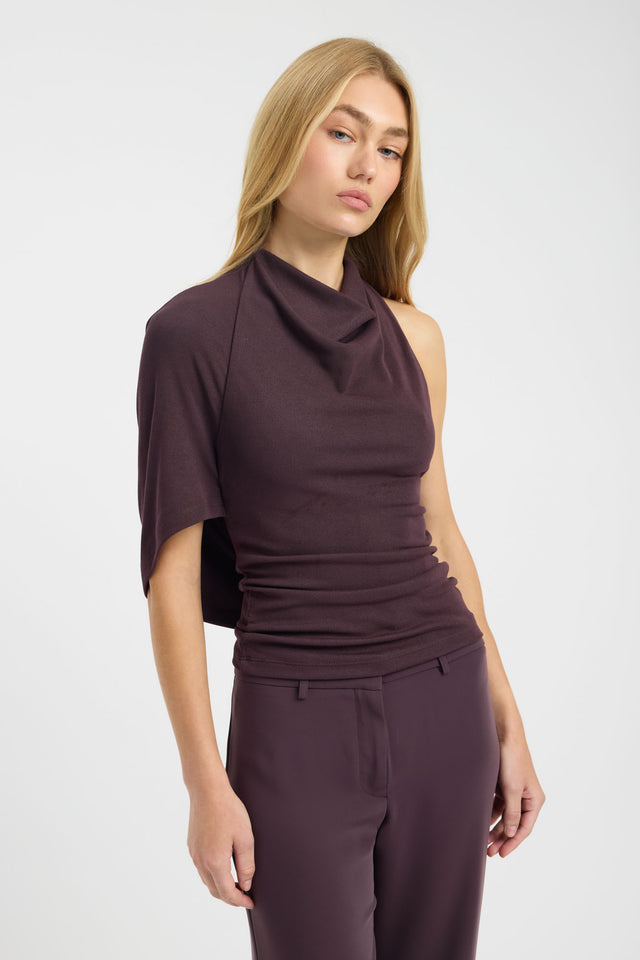front Izia Cowl Top Kookai Fitted Cowlneck Short sleeves Womens-Blouse 