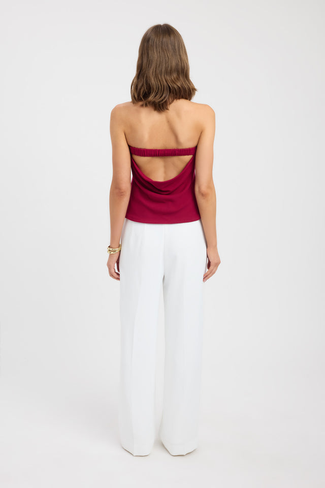 back Leila Strapless Top Kookai Fitted Straight Sleeveless Womens-Blouse 