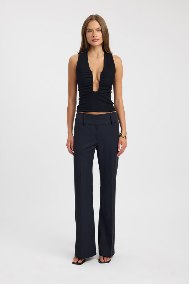 side Summer Top Kookai Fitted Highneck Sleeveless Womens-Blouse 