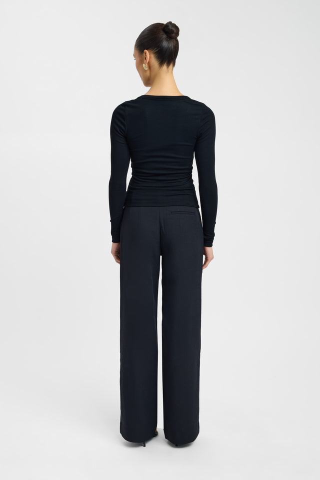 back Ollie Long Sleeve Top Kookai Fitted Scoopneck Long sleeve Womens-Blouse 