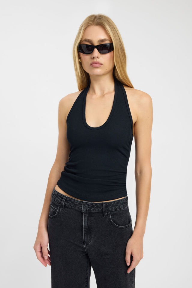 front Zana Tank Kookai Fitted Scoopneck Sleeveless Womens-Blouse 