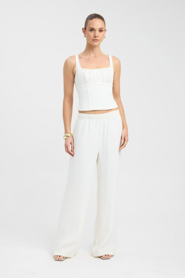 front Norway Gathered Top Kookai Fitted Squareneck Sleeveless Womens-Blouse 