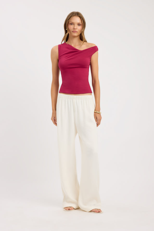 side Greta Top Kookai Fitted Asymmetry Sleeveless Womens-Blouse 