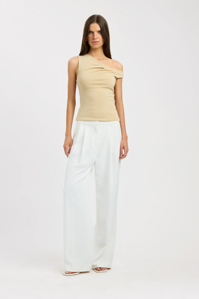 side Greta Top Kookai Fitted Asymmetry Sleeveless Womens-Blouse 