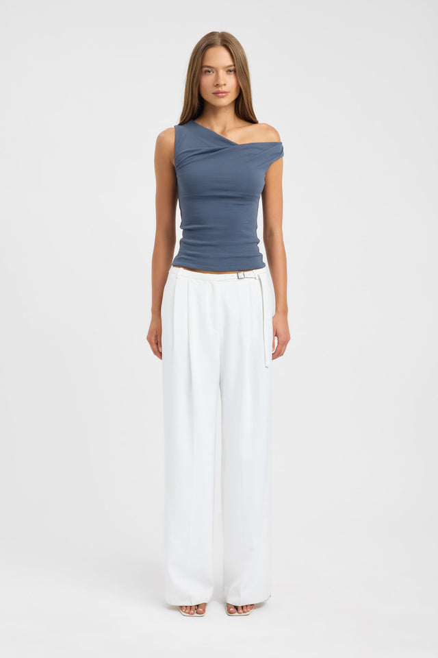 side Greta Top Kookai Fitted Asymmetry Sleeveless Womens-Blouse 