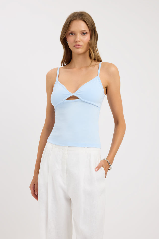 front Piper Tank Kookai Fitted V-neck Sleeveless Womens-Blouse 