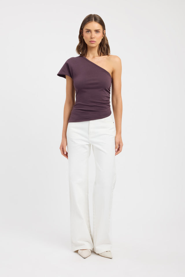 front Avery Top Kookai Fitted Asymmetry Short sleeves Womens-Blouse 