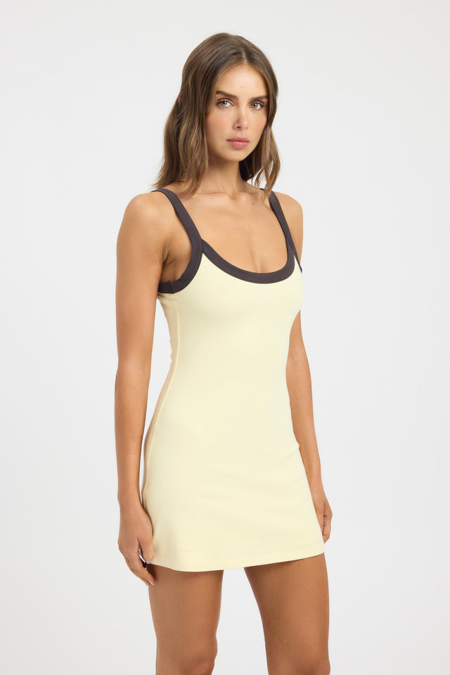 front Kosa Mini Dress Kookai Bodycon Mini Fitted Scoopneck womens-dresses 