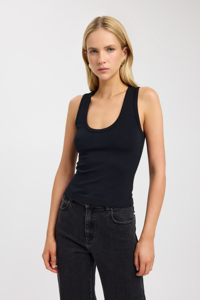 front Jalen Tank Kookai Fitted Scoopneck Sleeveless Womens-Blouse 