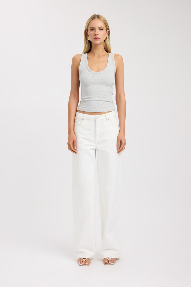 side Jalen Tank Kookai Fitted Scoopneck Sleeveless Womens-Blouse 