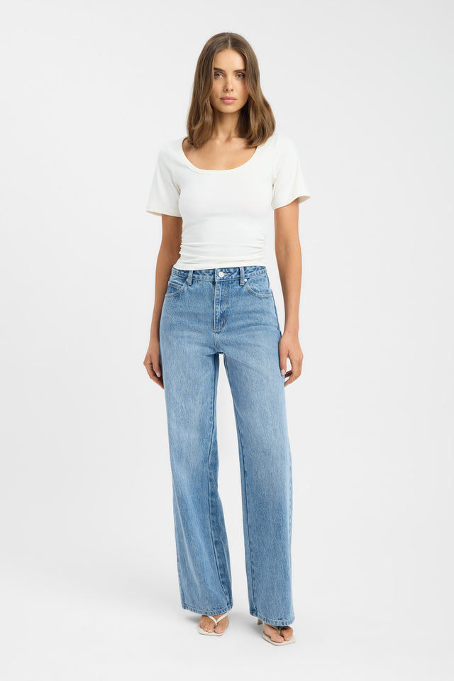 side Iles Tee Kookai Fitted Scoopneck Short sleeves Womens-Blouse 